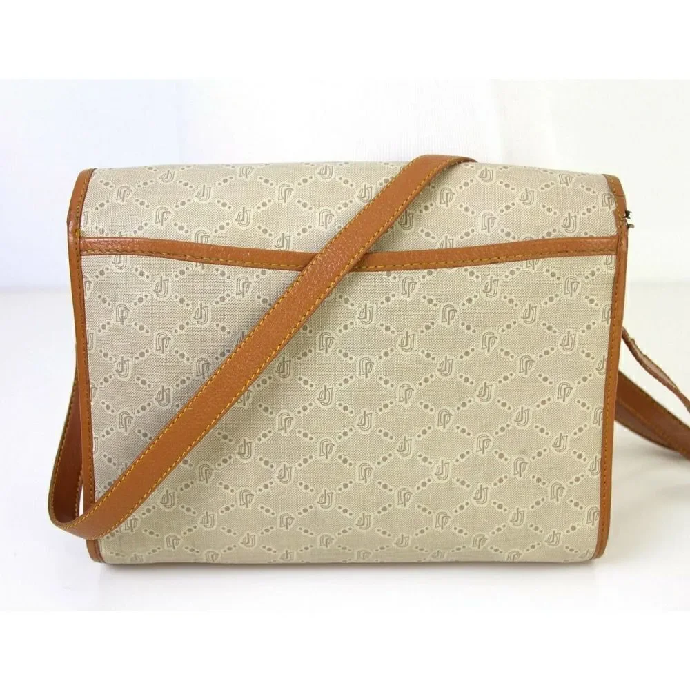 VTG JOE LEATHER HANDBAG SIGNATURE PVC BROWN LEATHER XBODY BAG SHOULDER BAG PURSE - Picture 7 of 11